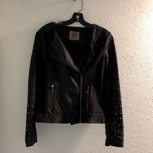 Leather jacket with bronze studs